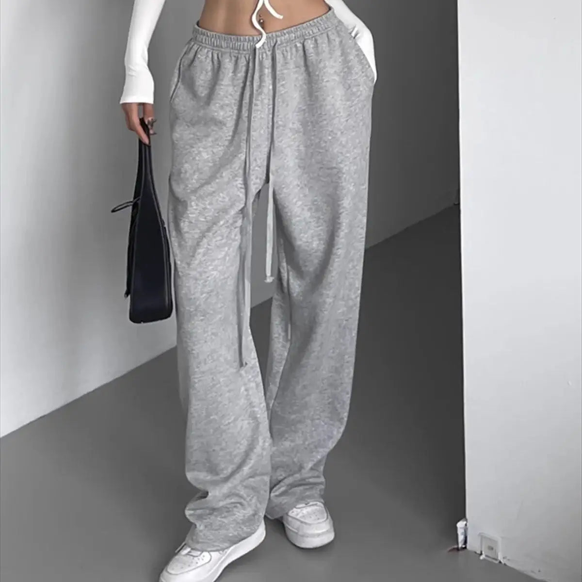 Mode Vintage Y2K Baggy Hose Frauen Sommer Breite Bein Elastische Taille Lose Hosen Dame Einfarbig Hip Hop Hosen Casual Kleidung