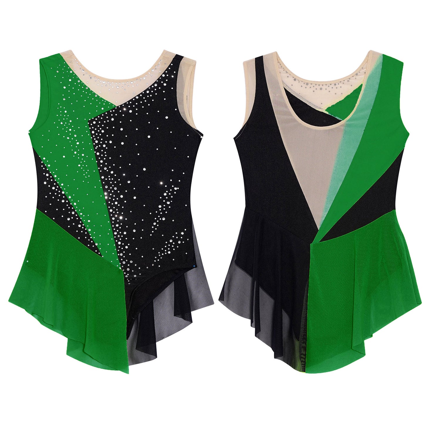 6-16Y Mädchen Ärmelloses Eiskunstlauf Trikot Kleid Ballett Rhythmische Gymnastik Lyrical Dance Body Bühne Leistung Dancewear