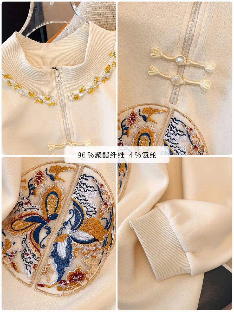 150kg Plus Size Damen büste Frühling Herbst lose neue chinesische Stil Sweatshirt lang ärmel ige geknöpfte Top 5xl 6xl 7xl 8xl 9xl