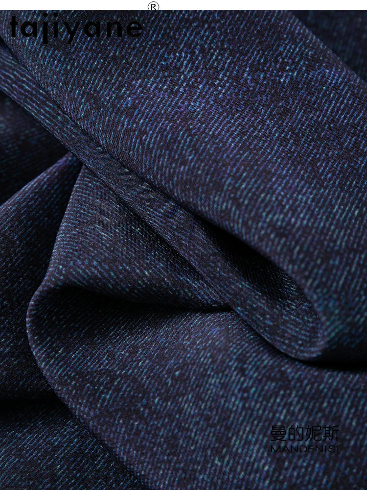 TAJIYANE 100% Maulbeerseide Kleid Frau Sommer 2025 Elegante Lange Kleider Denim Gedruckt Party Kleider Damen Kleidung Vestidos