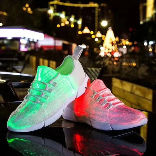 Fiber LED Shoes Light up Flashing -7 Monochrome LED Shoes Halloween Adult Boys Girls Women Children USB charging.