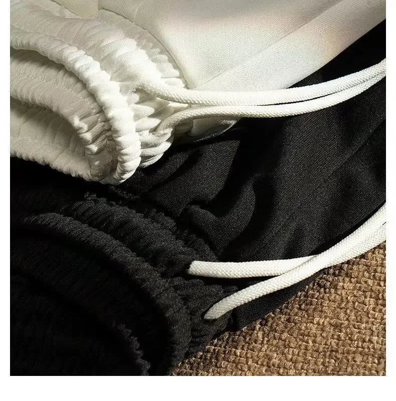 Sommer Casual männer Shorts Ins Trendy Marke Amerikanischen Stil Gespleißt Mittlere Taille Gerade Bein Lose Fit Breite Bein Minute Jogginghose