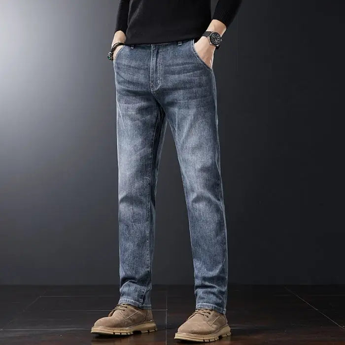 Autumn Winter Men's Fashion Casual Stretch Straight-leg Jeans Men Streetwear Denim Jogger Pants Men Baggy Harem Jean Trousers
