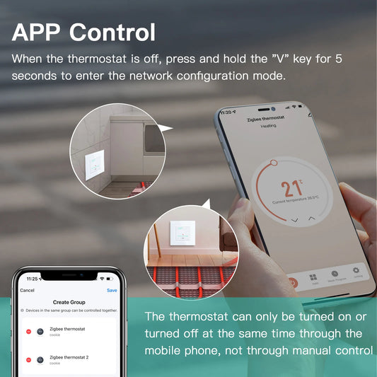 BSEED Zigbee Electric Floor Heating Thermostat LED Sensor Water Gas Boiler Smart Temperature Controller Without Frame Tuya Alexa.
