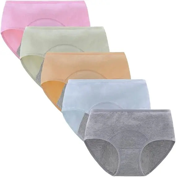 5PCS Menstrual Panties Physiological Pants Teens Breathable Leakproof Briefs Women Postpartum Underwear.