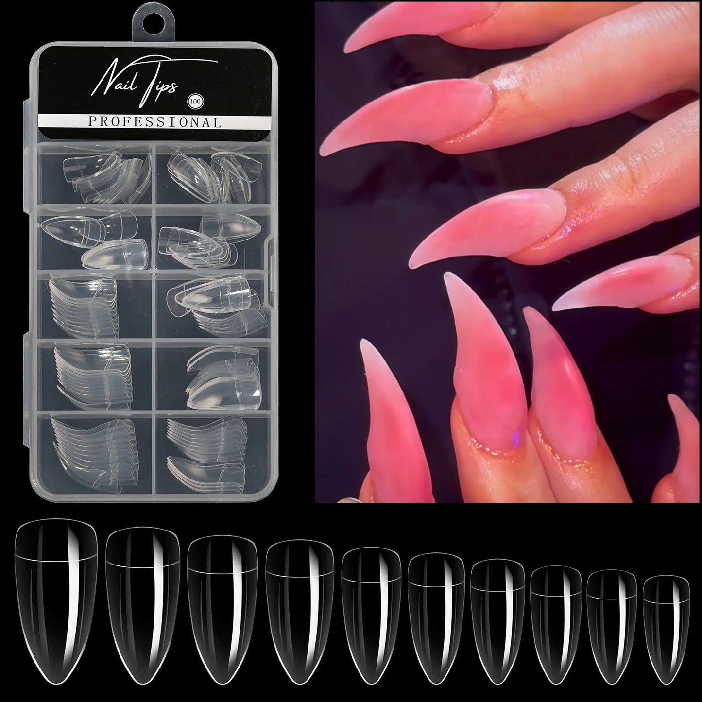 New Eagle Claw Nail-Forms 140pcs Crystal Extension Tips For Quick Gel Nails Paperless Nail Art Kit With Claw Shaped Design Salon.