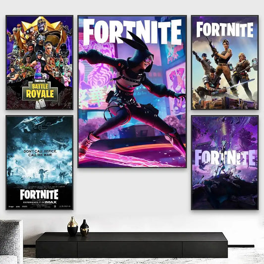 1pc F-Fortnites Poster HD art sticky wall waterproof home living room bedroom bar aesthetic decoration.