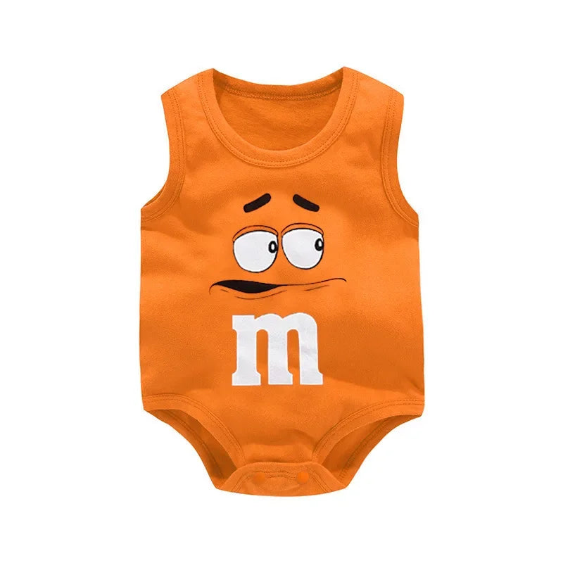 0-24M Neugeborenen Baby Baumwolle Body für Jungen und Mädchen Brief Drucken Lustige M Ärmellose Baby Strampler Sommer weiche Kleinkind Onesie
