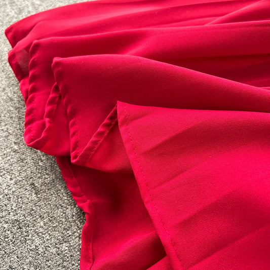 Französisch Vintage elegante Plissee Vneck Kleid A-Linie Mode Chiffon Frühling Herbst ärmellose Vestidos Frauen kleider.