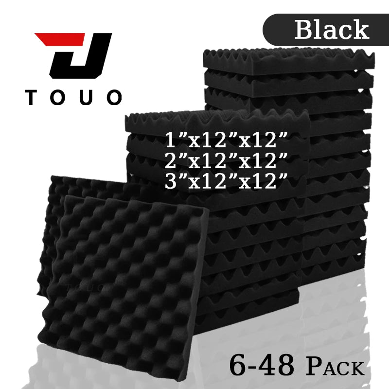 TOUO Egg Trough Wall Soundproof Foam 6 12 24 48 Pcs High Density Sound Absorbing Material Acoustic Foam Ceiling Noise Insulation