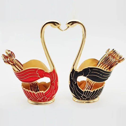 Swan-Shaped Cutlery Holder, Elegant Spoon and Fork Base, Luxury Tableware Storage, Stylish Kitchen Decor and Organizer for Home.