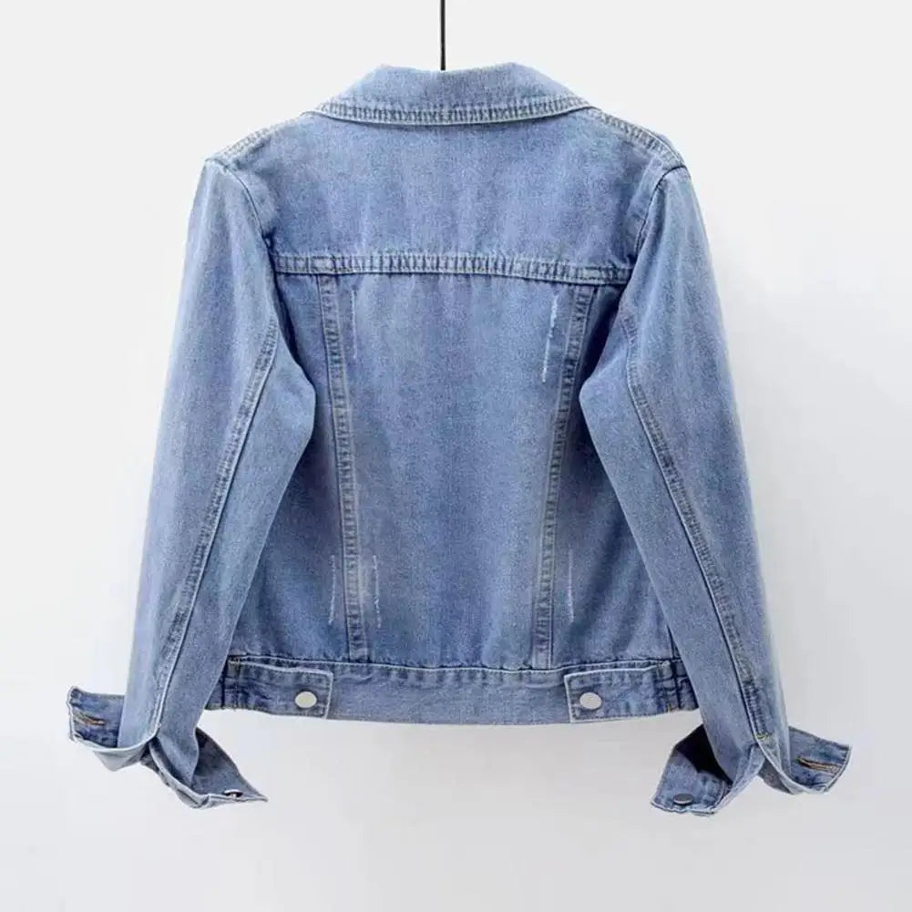 Frauen Denim Jacke einreiher Brust Klappe Tasche Jacke Langarm Dünne Kurze Mantel Retro Damen Denim Jacken Oberbekleidung