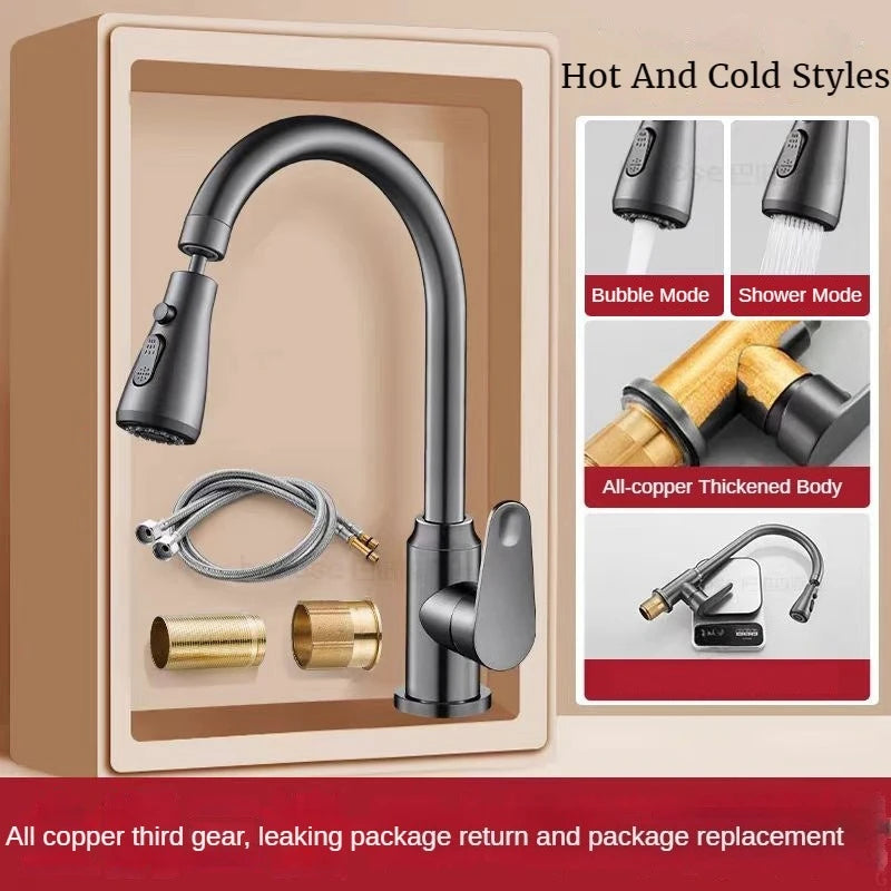 GEGVE Removable Kitchen Faucet Flexible Head Hot Cold Faucets Tap Tap Mixer Manual Black for Kitchen Sink Adapted To Israel