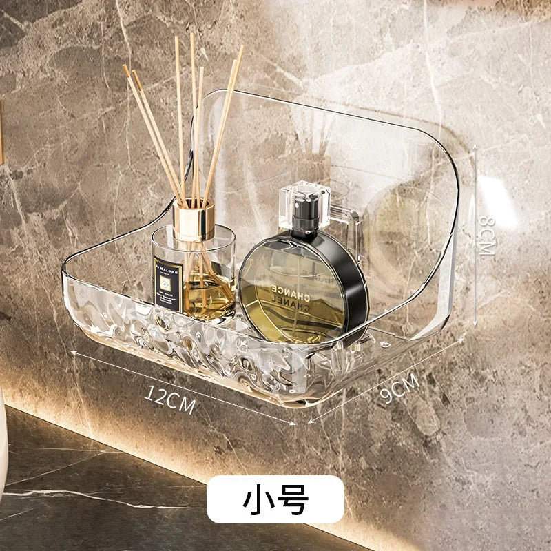 Kein Bohren, Acryl-Badezimmerregal, Wandmontage, Dusch-Organizer für Shampoo, Kosmetik, platzsparendes WC-Aufbewahrungsregal, Eckregal