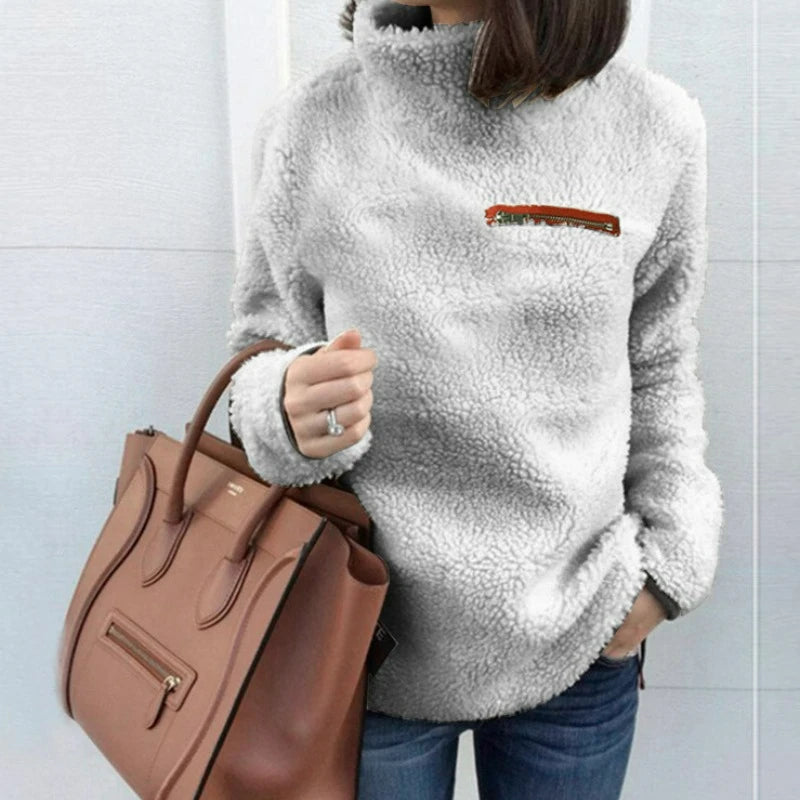 Winter Super Weich und Bequem Einfarbig Rollkragen Pullover frauen Pullover Fashion Zipper Sexy Top Damen Hipster Kleidung