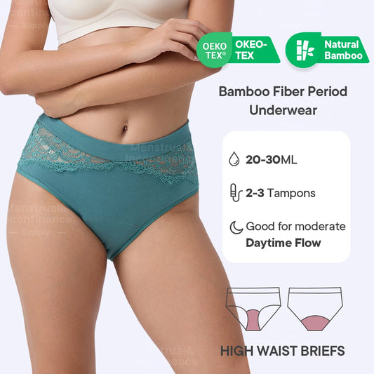 High Waist Period Panties for Women 4-Layer Leakproof Bamboo Fiber Menstrual Underwear Eco-Friendly for Sports Sleep Daily Use.