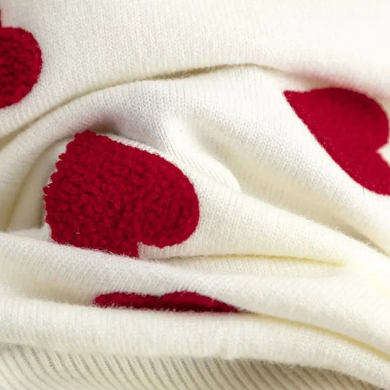 Frauen Herz Druck Gestrickte Pullover Herbst Winter Lose Pullover Elegante Strickwaren Jumper Valentinstag Tops