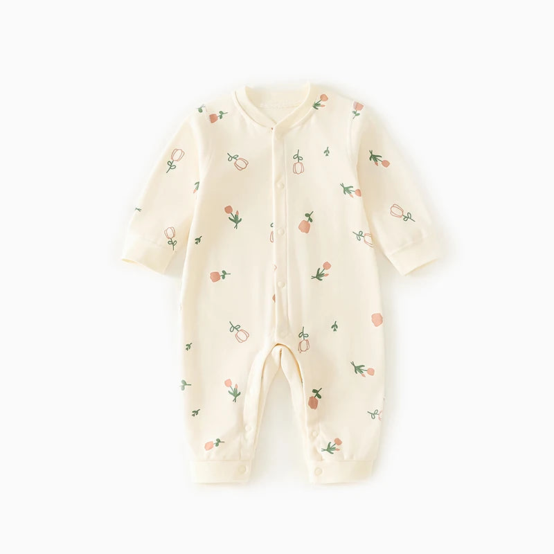 0-2Y Reine Baumwolle Langarm Neugeborenen Baby Strampler Haut-freundliche Einteilige Windel Overall Unterwäsche Infant Cartoon Homewear