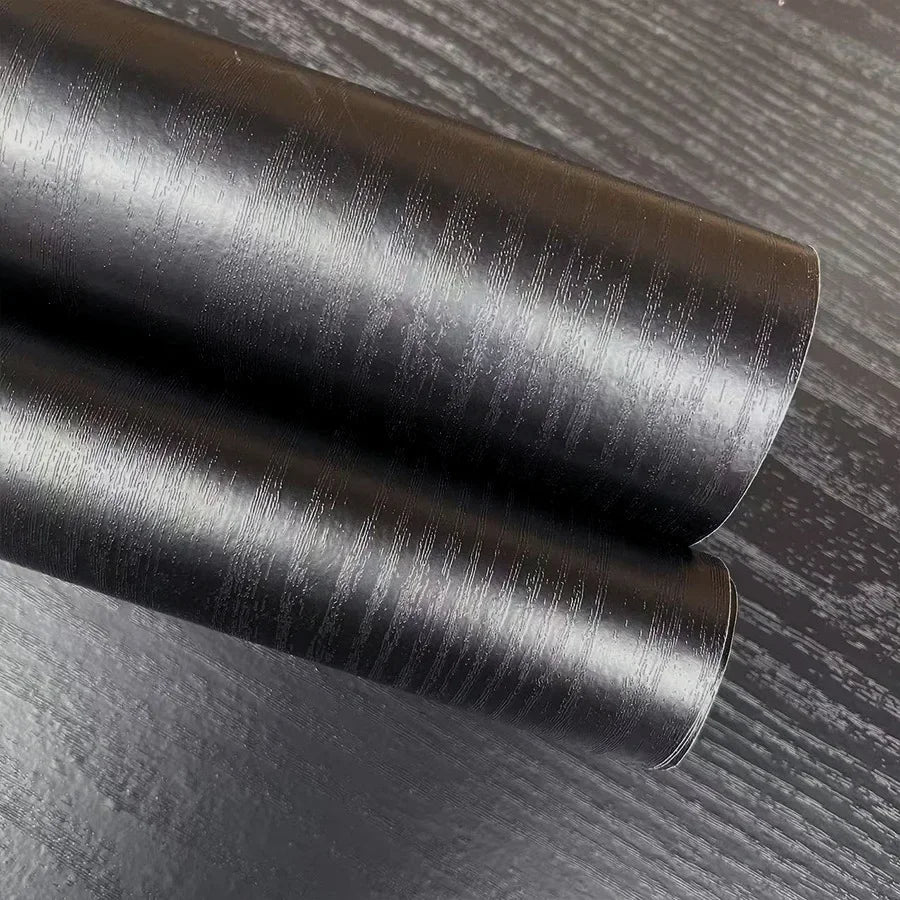 Schwarze Tapete mit Holzmaserung, selbstklebende Möbel, farbwechselnde Kleiderschrank-Aufkleber, Heimdekorationsmaterialien und -zubehör