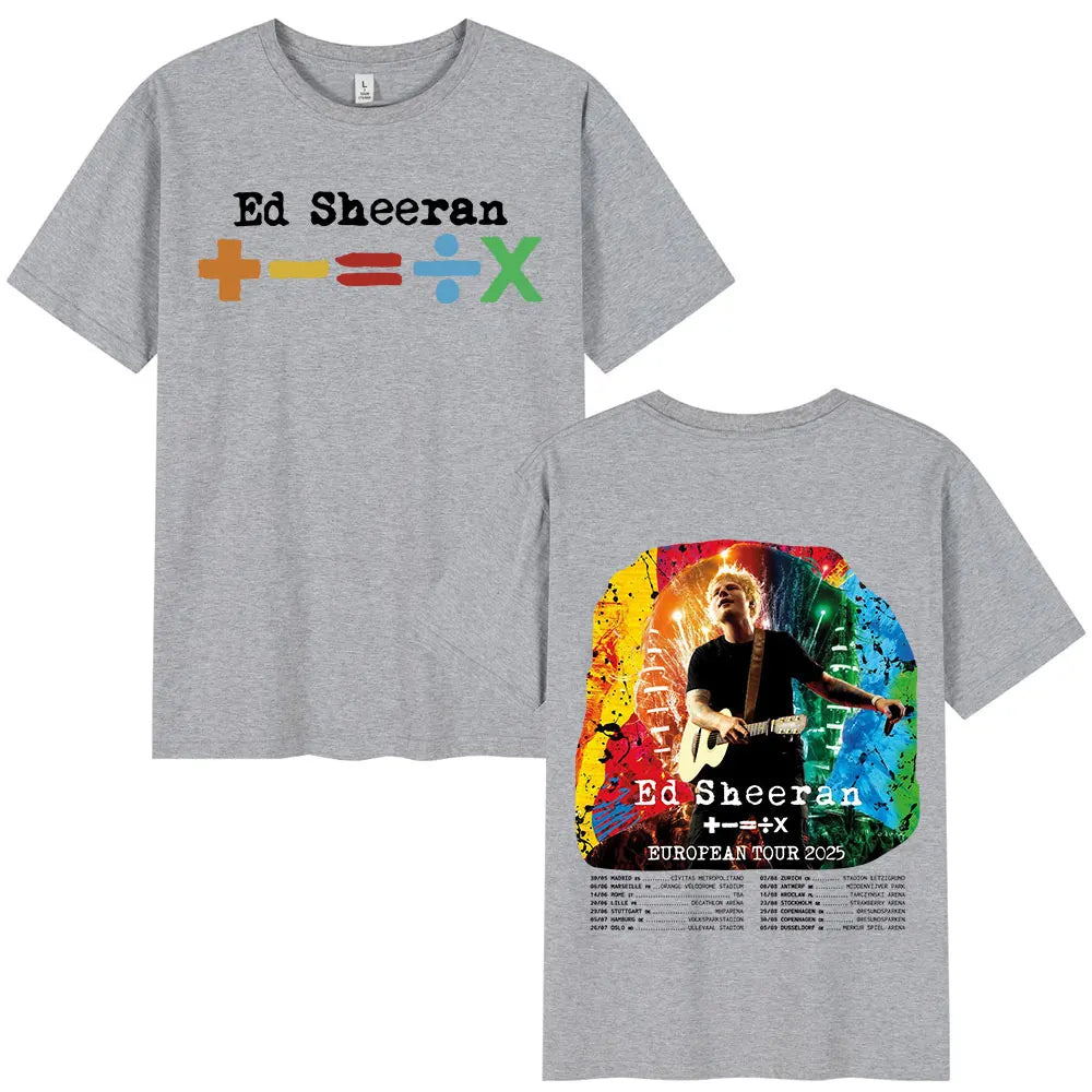 Ed Sheeran European Tour 2025 T Shirts Men Women Clothing Summer Cotton Casual Short Sleeve T-shirt Fashion Oversized Tee Shirt.