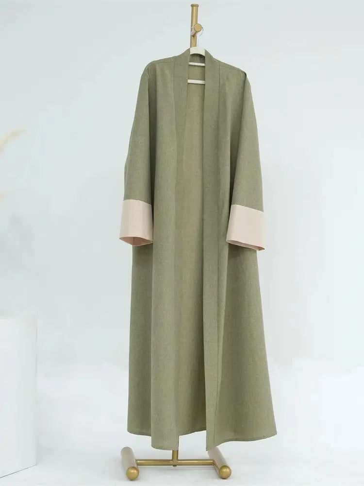Ramadan Eid Open Linen Abaya Kimono Turkey Islam Muslim Modest Kaftan Dress Prayer Clothes For Women Kebaya Robe Femme Musulmane.