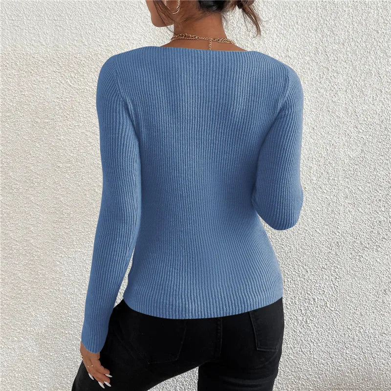 2026 herbst Winter Frauen Solide Rippen Stricken V-ausschnitt Streifen Pull Pullover Femme Y2k Langarm Pullover Jersey Tops Mode Kleidung