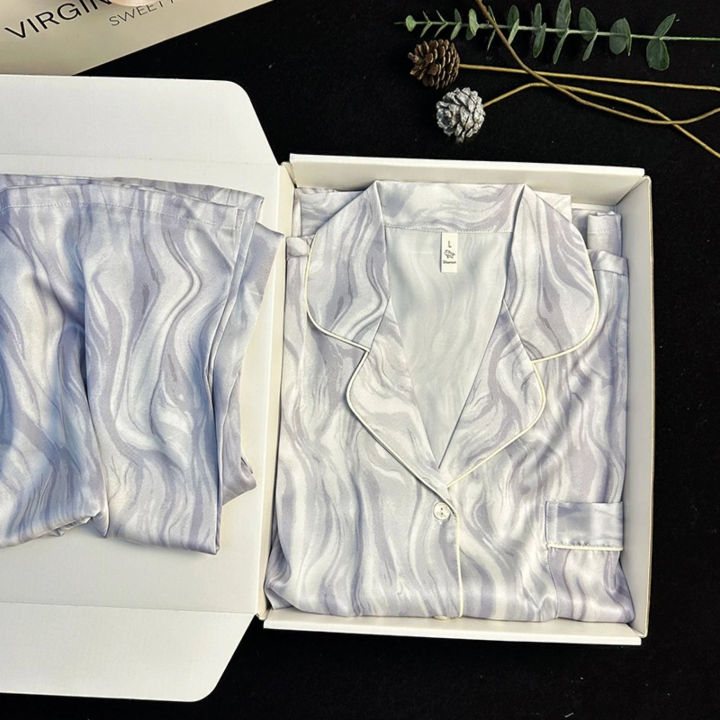 2023 frühling Herbst Neue Eis Seide 2 Stück Pyjamas für Frauen Mode Strickjacke frauen Pyjamas Süße Druck Loungewear Frauen set