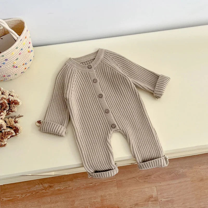 2025 herbst Pullover Neugeborene Mädchen Jungen Ein Stück Kleidung Stricken Strampler Solide Baby Jungen Overall Verdicken Strickwaren Outfits.
