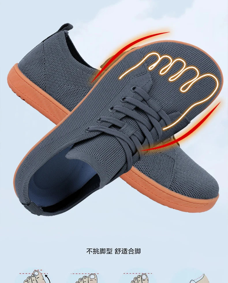 Barfußschuhe mit breiter Zehenpartie für Herren und Damen, minimalistische Wandersneaker | Zero Drop Sole | Atmungsaktives Mesh