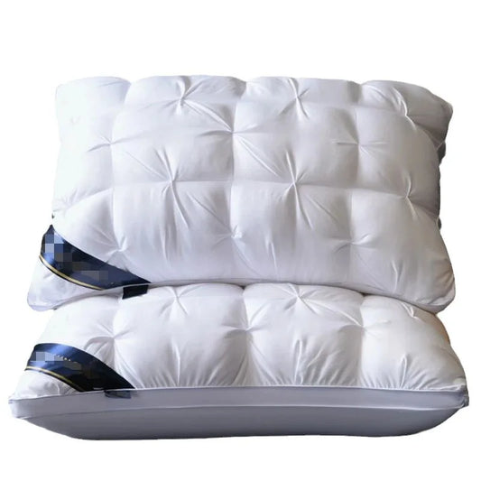 New Hilton Twisted Flower Bread Pillow Feather Velvet Neck Protection Hotel Pillow Core Single Person Not Easy to Collapse.