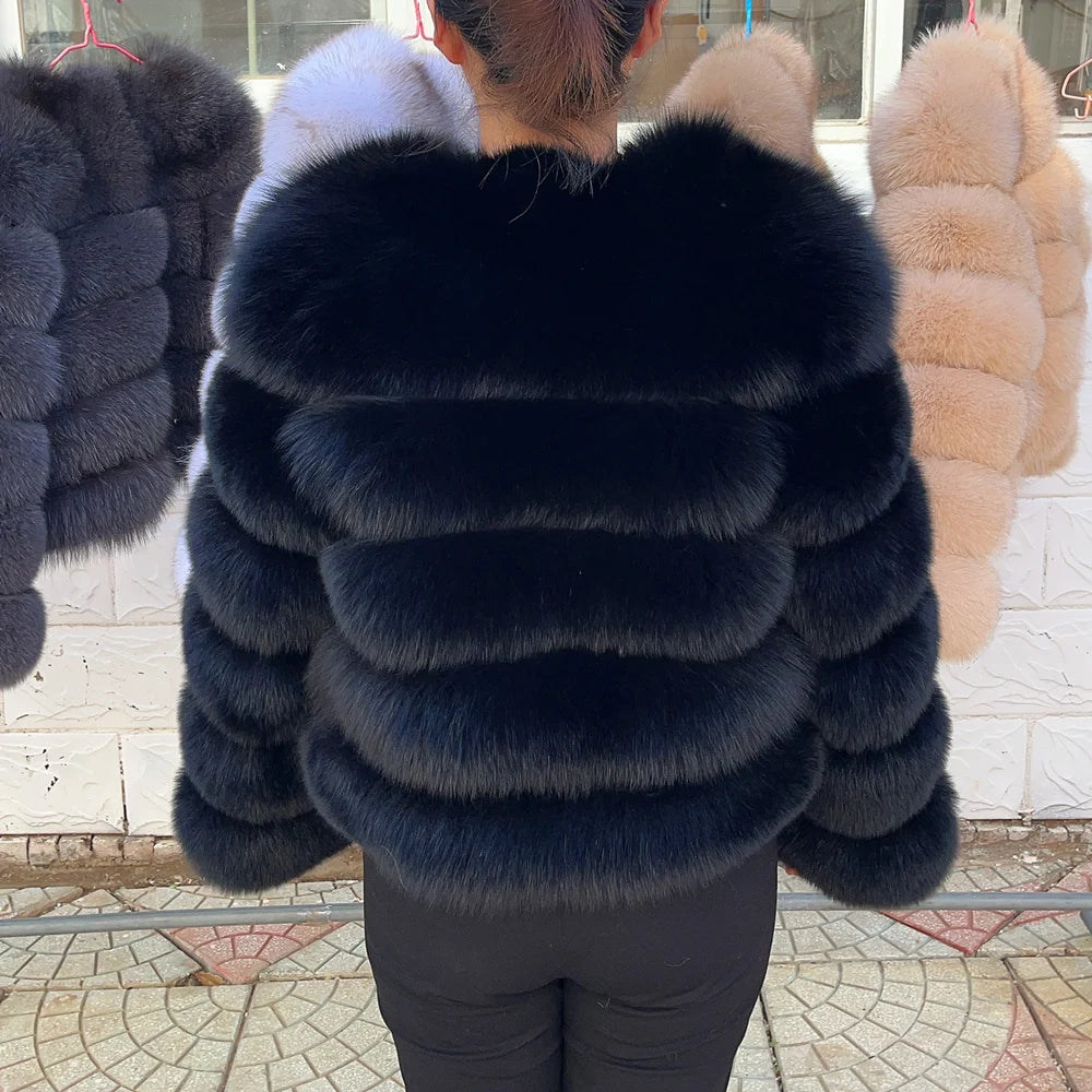 QUEENTINA Fuchspelzmantel Echt Winter Damen Neue Mode Flauschig 2025 Leder und Haut Weiße Kleidung Natürlich Neu in Mäntel und Jacken