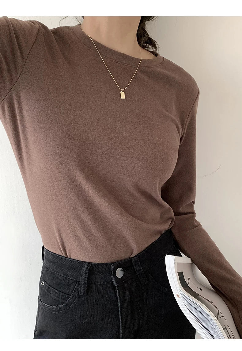 Winter Frauen Pullover T Shirt Frauen Oversize T-Shirt Frau Kleidung Weibliche T Tops Pullover Langarm Rohr Gestrickte T-shirt Top