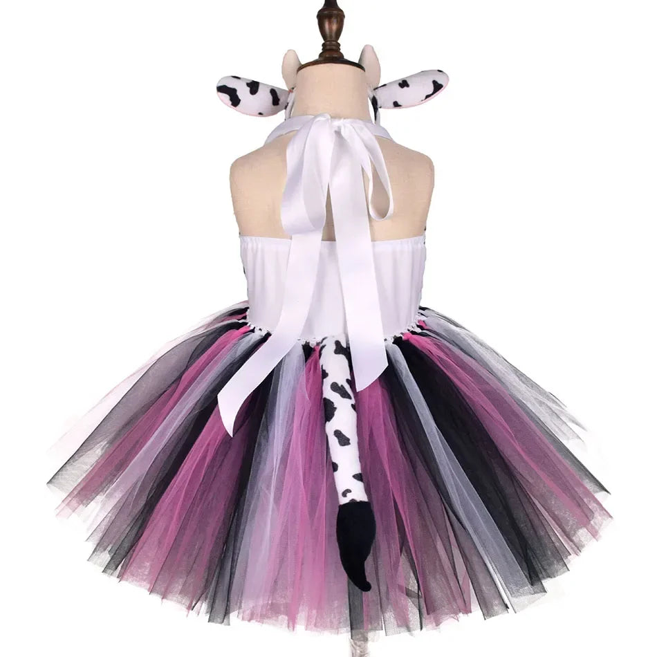 Halloween Tier Cosplay Kostüm für Kinder Wald Thema Kühe Tiger Giraffe Leopard Zebra Tutu Kleider Performance Tanz Sets
