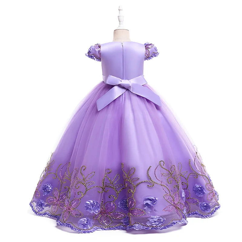 2024 neue Blume Junge Langes Kleid Mädchen Klavier Leistung Kleid Wunderschöne Geburtstag Party Abendkleid 4-12 Jahre Alt karneval Kleidung