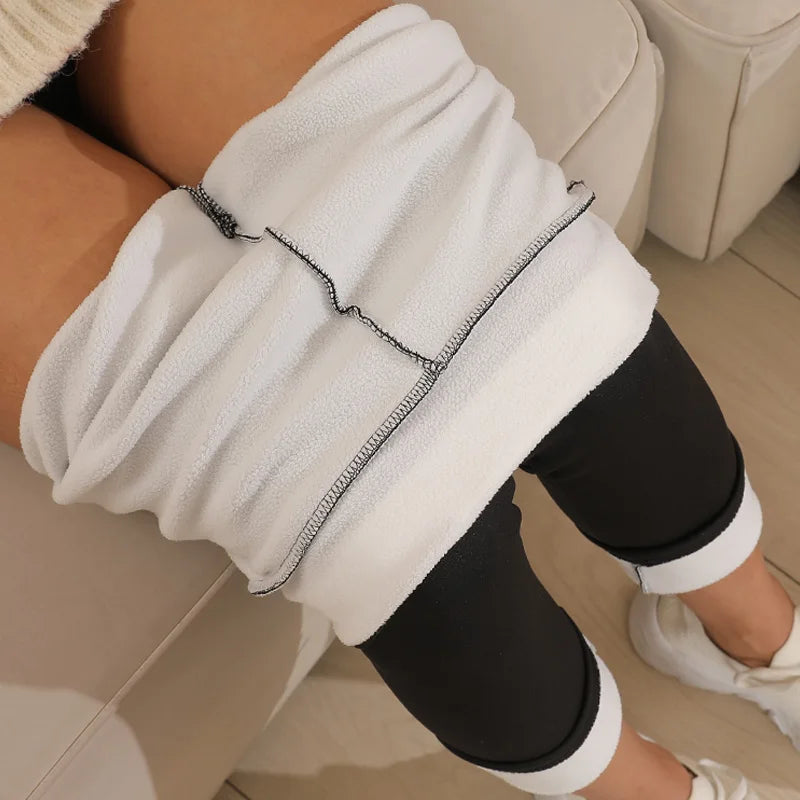 Ultra dicke Imitation Lamm Kaschmir künstliche Samt Leggings, Winter Plüsch verdickte hoch taillierte lange Hosen, warme Hosen