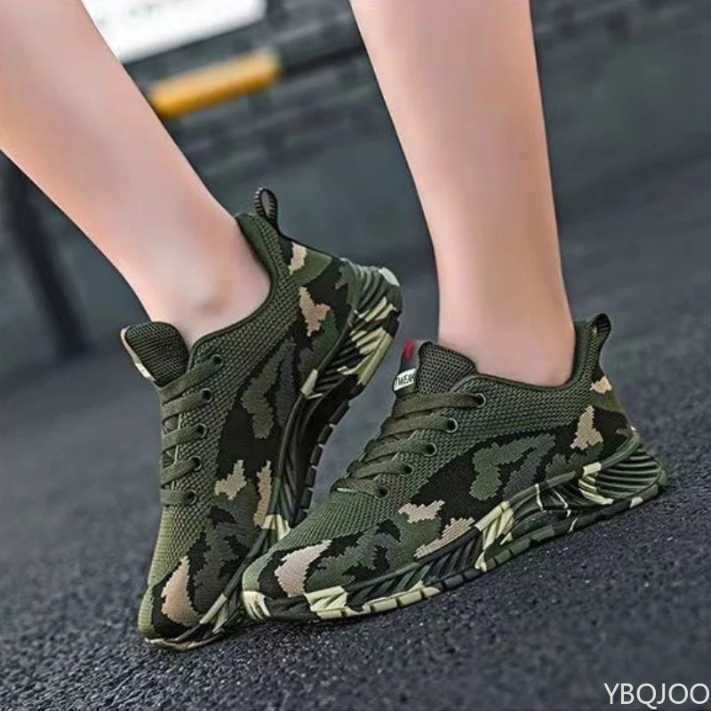 Mesh Camouflage Sportschuhe Herren Langlebige Freizeitschuhe Herren Anti Slip Tennis Outdoor Wandern Leichte Flache Schuhe Sneakers