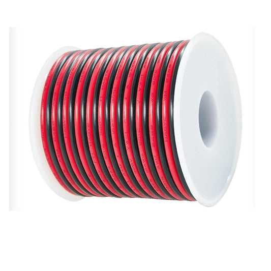 10M~50M 16 18 20 22 24 26 28 30AWG 2Pins Copper Wire DIY LED Lamp Connector Red & Black Flat Ribbon Cable 300V 80C.