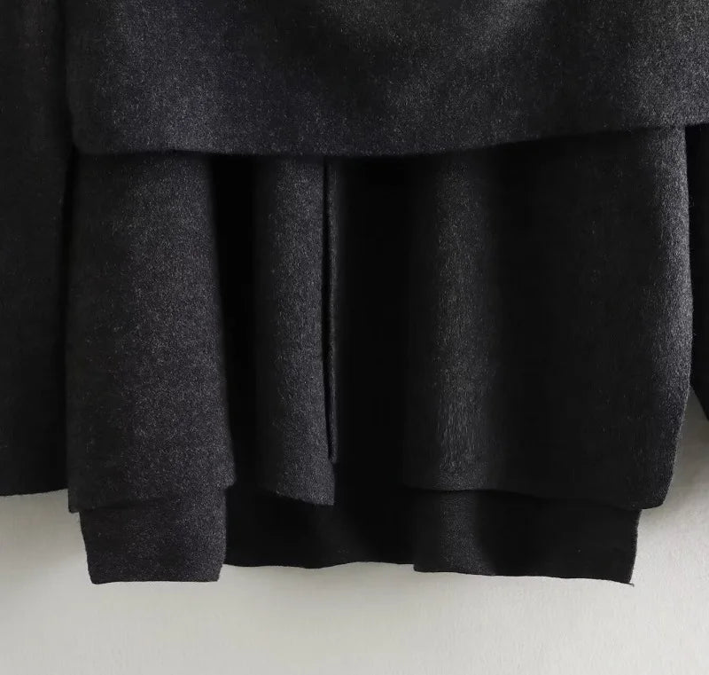 MUJER Plüsch-Wintermäntel für Damen, asymmetrischer Schal, Halbsaison-Jacke für Damen, Parkas, langärmelig, gepolsterter Mantel, Damenjacke