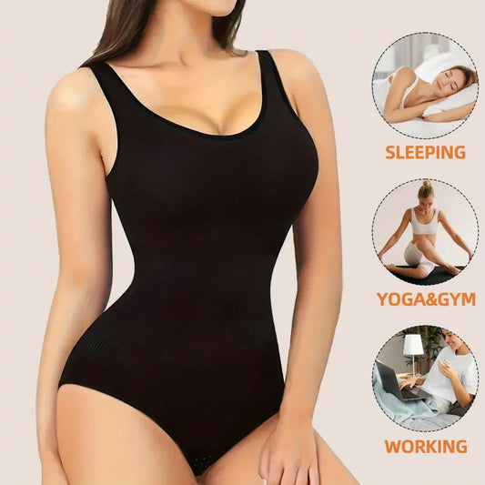 1pc Seamless Bodysuit for Women - Waist & Tummy Control, Full Body Shaper, Sleeveless Tank Top Jumpsuit, Body Shaping Bodysuit|.