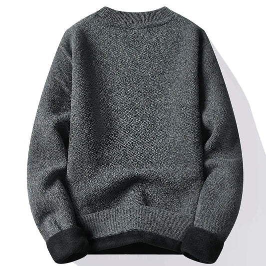 Autumn Winter Fashion Sweater Men's Round Neck Pullovers Fleece Thick Warm Jumpers Pattern Patchworked Men's Clothes.