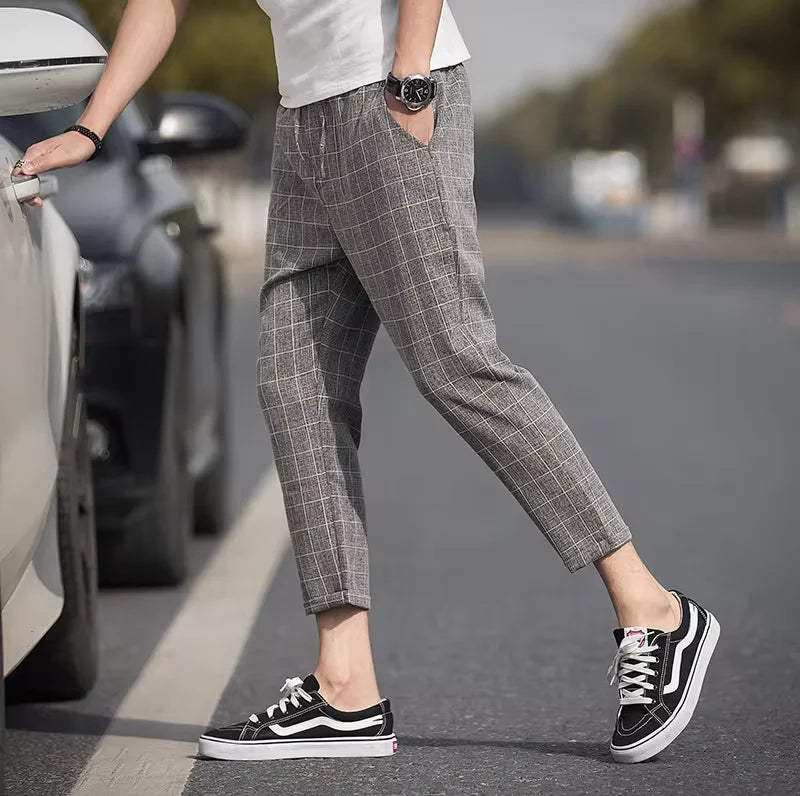 Neue karierte Mode Europa und die Vereinigten Staaten Stil Herrenhosen Business Casual Travel Slim Hosen bequem und vielseitig