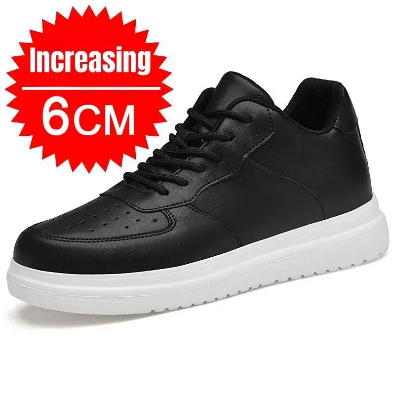 PDEP Neue Höhe Zunehmende Schuhe für Männer 10 cm Unsichtbare Aufzug Turnschuhe Weiß Leder Sport Zapatillas De Hombre Große Größe 46
