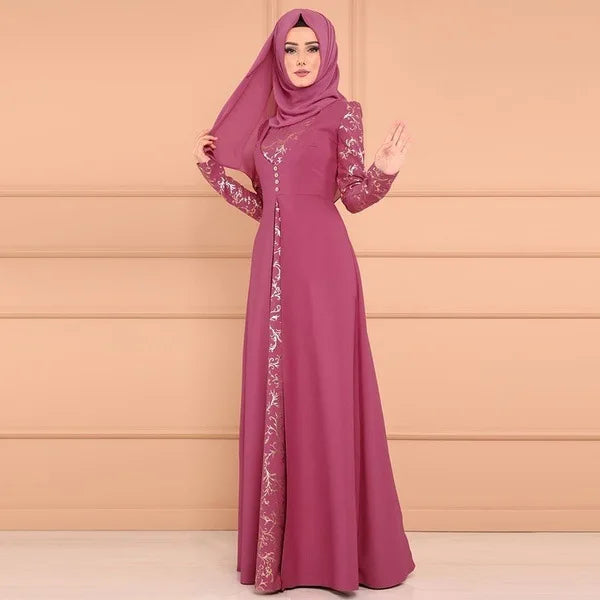 5XL Dubai Langarm Kleid Frauen Muslimischen Gefälschte Zwei Stück Party Kleider Ethnische Islamischen Kostüm Abaya Große Größe Kleidung.