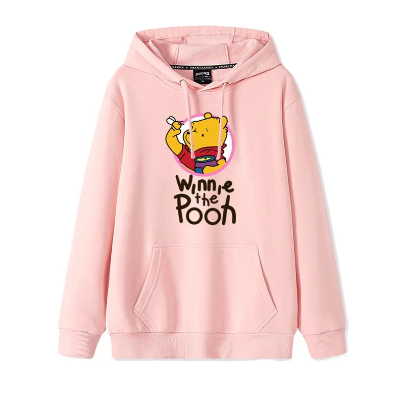 Cartoon Winnie the Pooh Mode einfacher Pullover Damen lockere und bequeme Kapuze vielseitige Paar Freundin Pullover Jacke