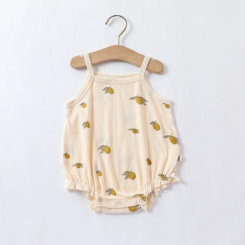 0-24m Neugeborenes Kind Baby Stram pler Mädchen Jungen Sommerkleid ung ärmel los schulter frei Overall niedlichen süßen Bodysuit Outfit