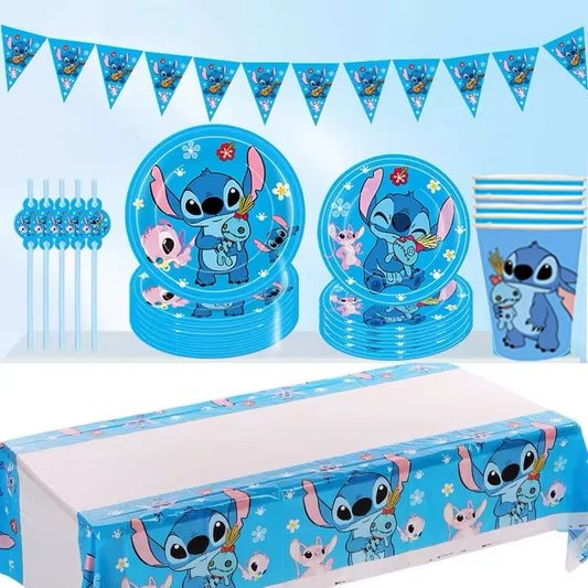 Disney Stitch Geburtstags feier Dekoration Geschirr Ballon Cup Platte Banner Hintergrund Lilo und Stich Thema Party liefert Gefälligkeiten.