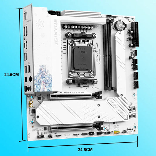 JGINYUE B650M Snow Dream AM5 DDR5 ARGB M-ATX Motherboard For Gaming PCIe 4.0×4 M.2 For CPU 9700X/9900X/7800X3D gaming pc DIY.