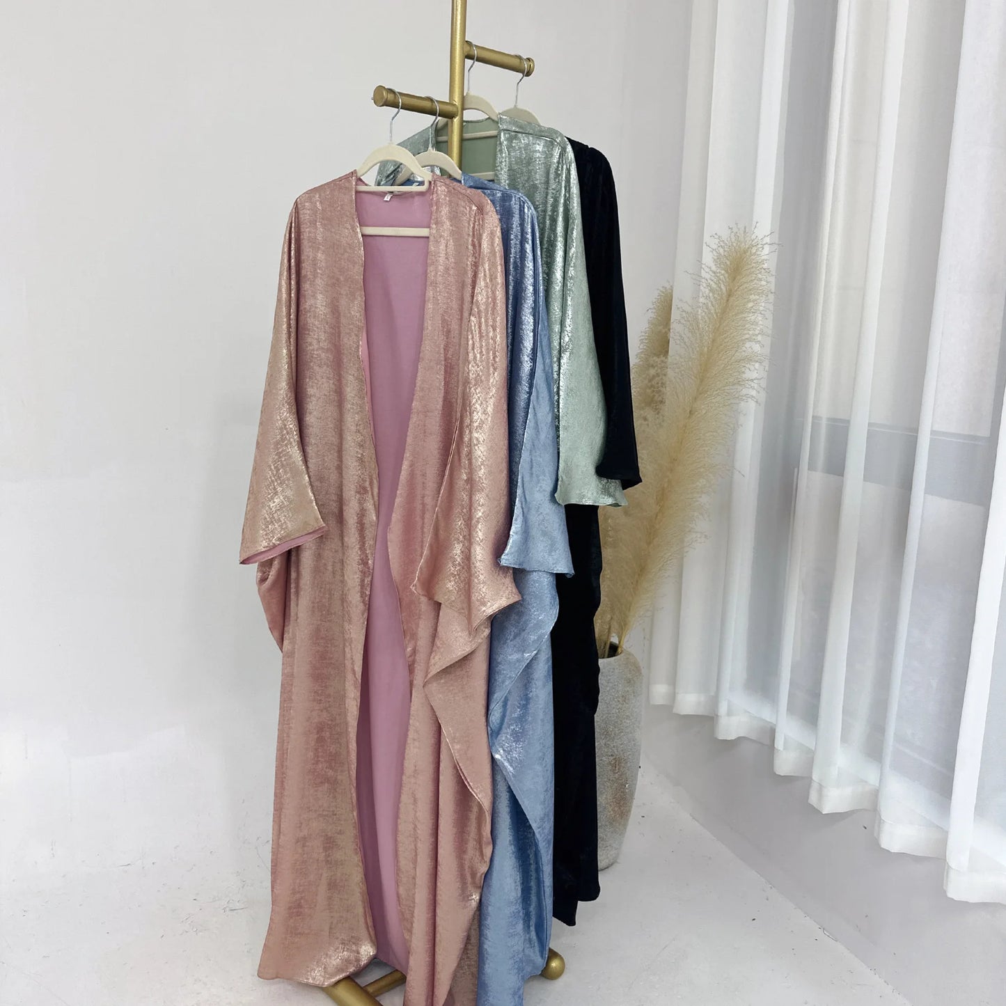 Mode Elegante Dubai Türkische Abaya Kleid Frauen Muslimische Frauen Muslimischen Kimino Kleid Abayas Vorne Offen Strickjacke