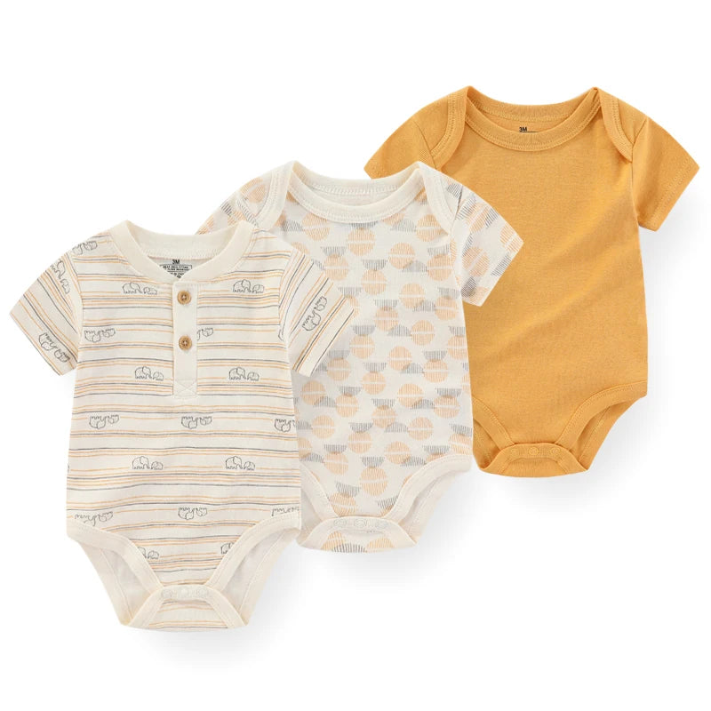 Kiddiezoom 3-teiliges Sommermode-Cartoon-Body für Jungen und Mädchen, weiche Onesies für Neugeborene