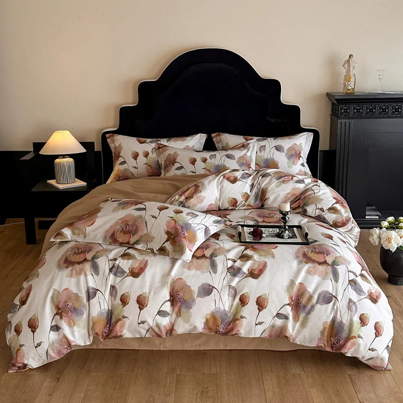 Cotton Bedding Set Luxury Soft Duvet Cover Flat Sheet Pillowcases Single Double Queen King Size Quilt Cover Set